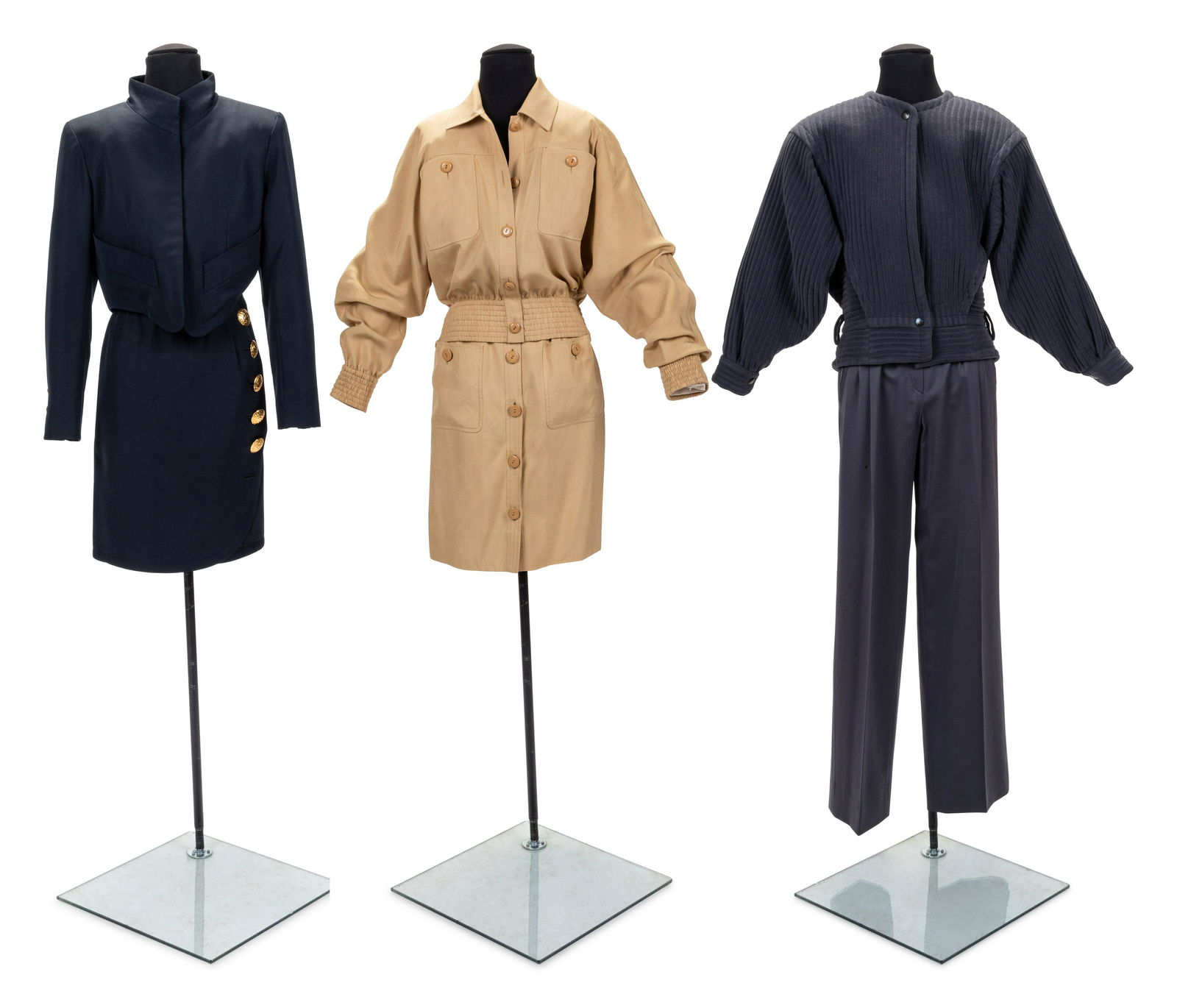 Three Designer Two-Piece Ensembles: Thierry Mugler, Valentino, Yves Saint Laurent, 1980s (1 of 8)