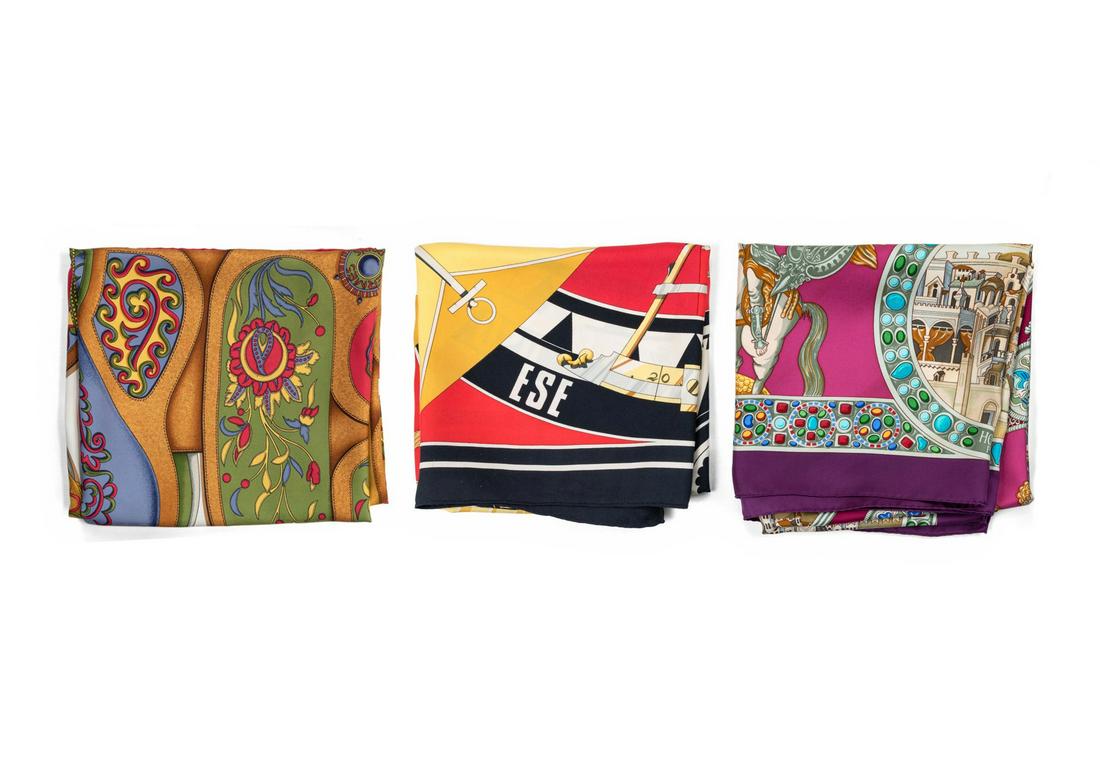 Three Hermes 90cm Silk Scarves (1 of 8)