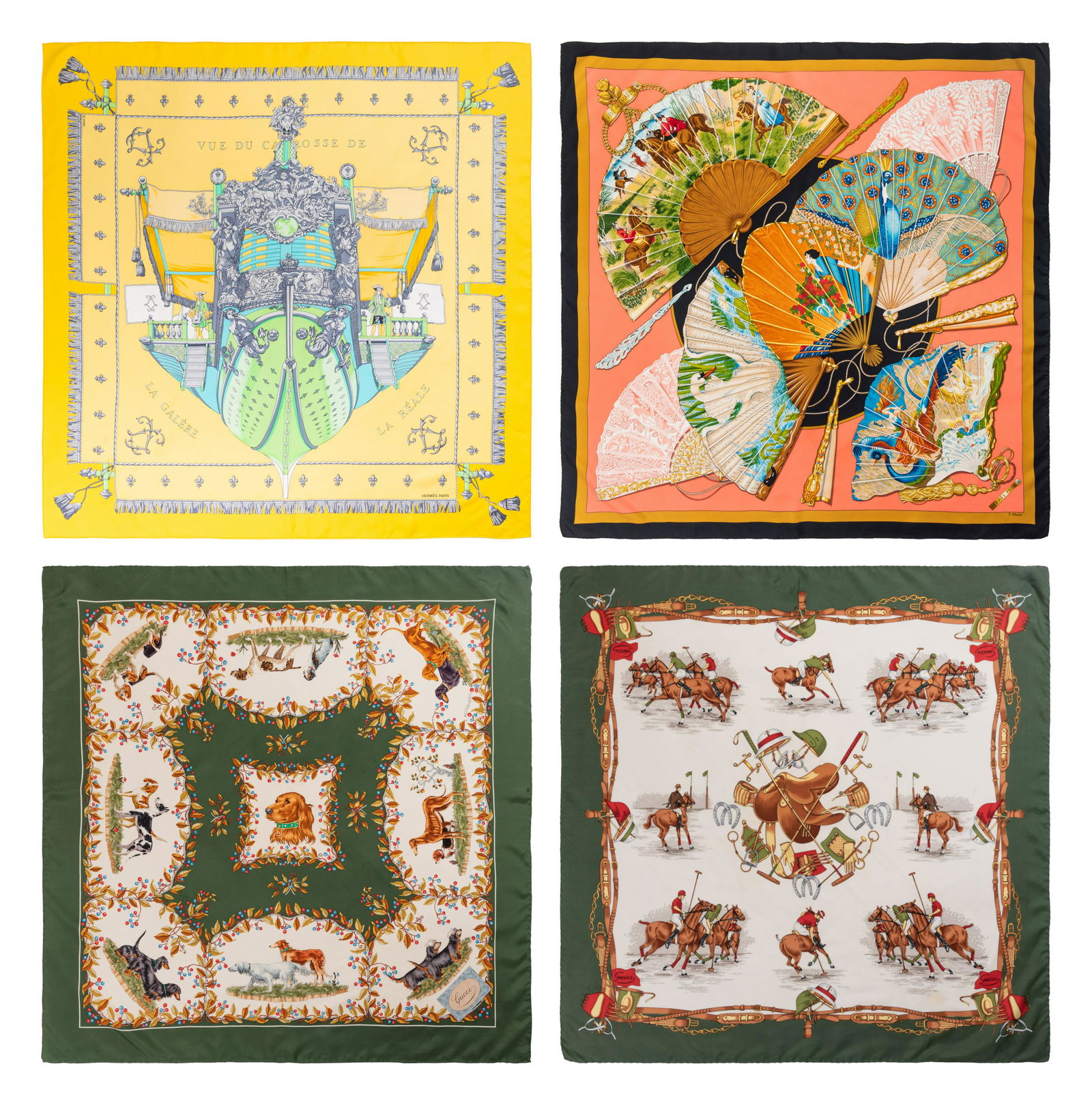 A Group of Four Scarves: Two Hermes, Two Gucci (1 of 18)