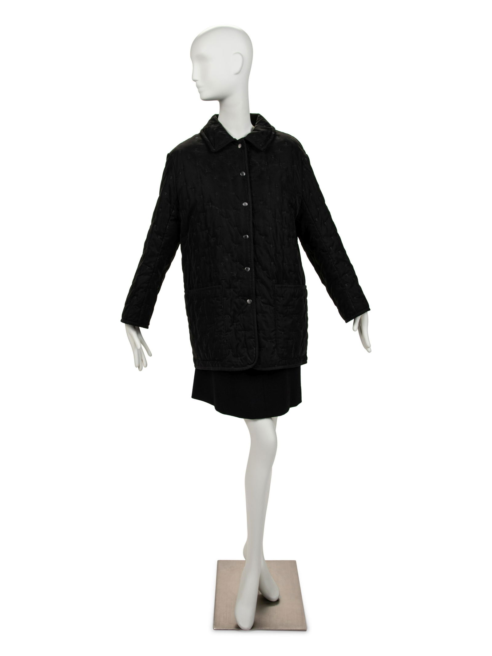 Hermes Black Coat Embroidered with Dots (1 of 4)