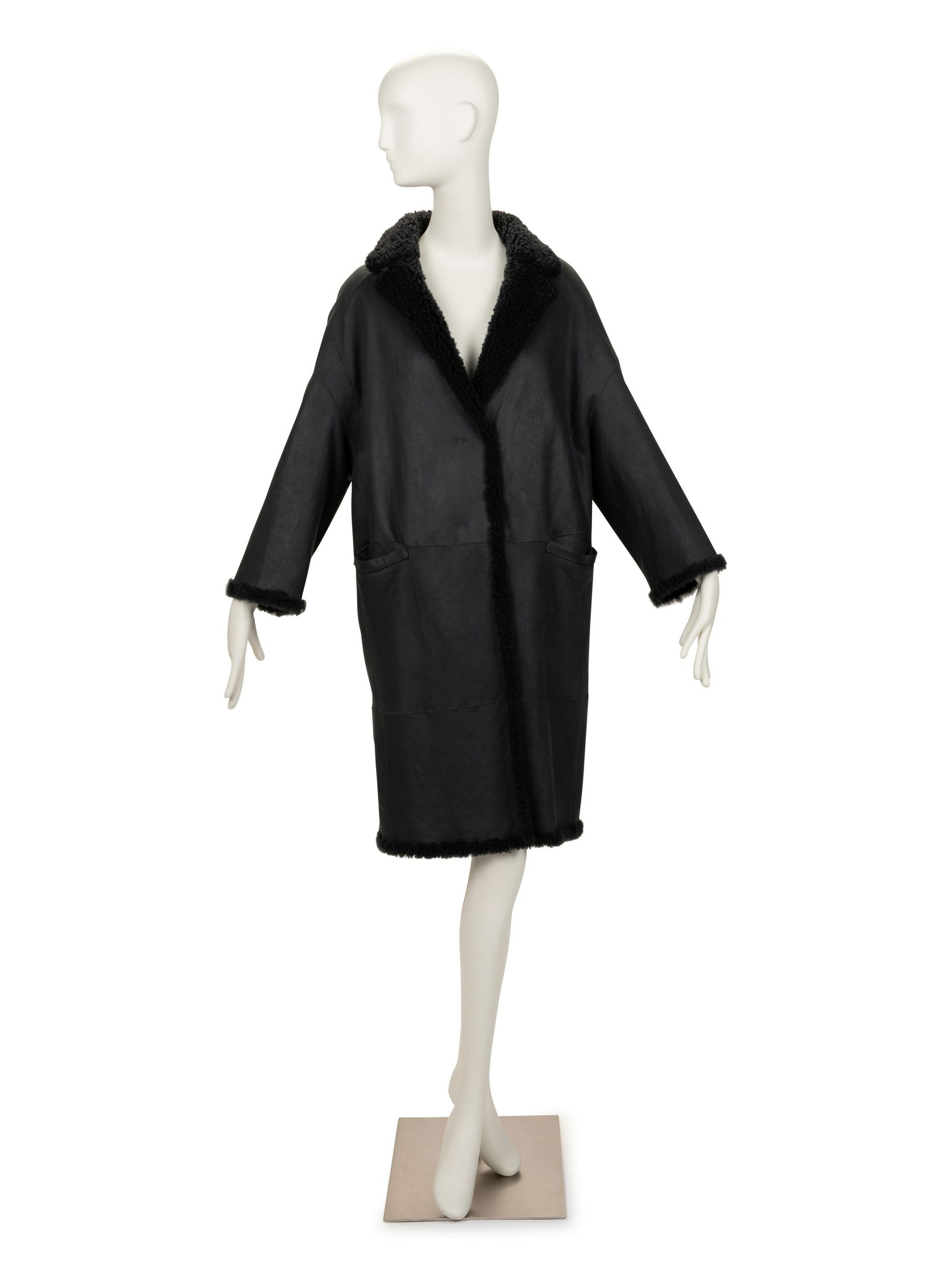 Brunello Cucinelli Leather and Shearling Coat (1 of 4)