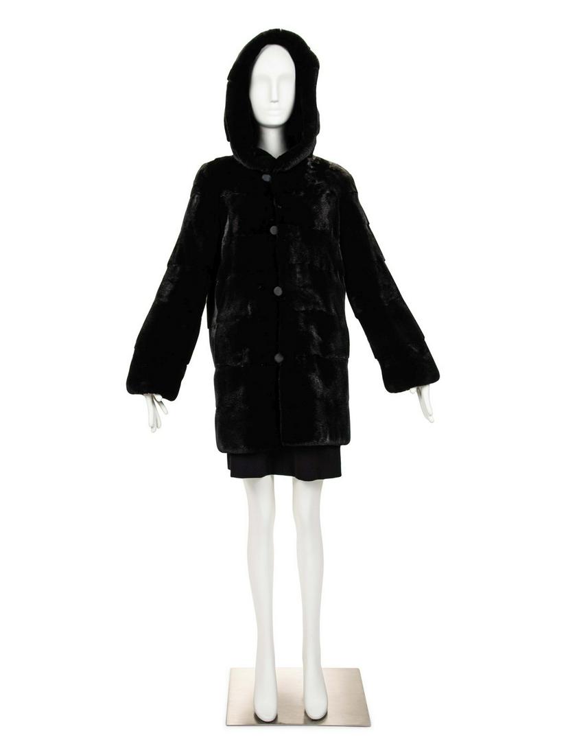 J. Mendel Black Mink Lined Rain Coat   (1 of 3)