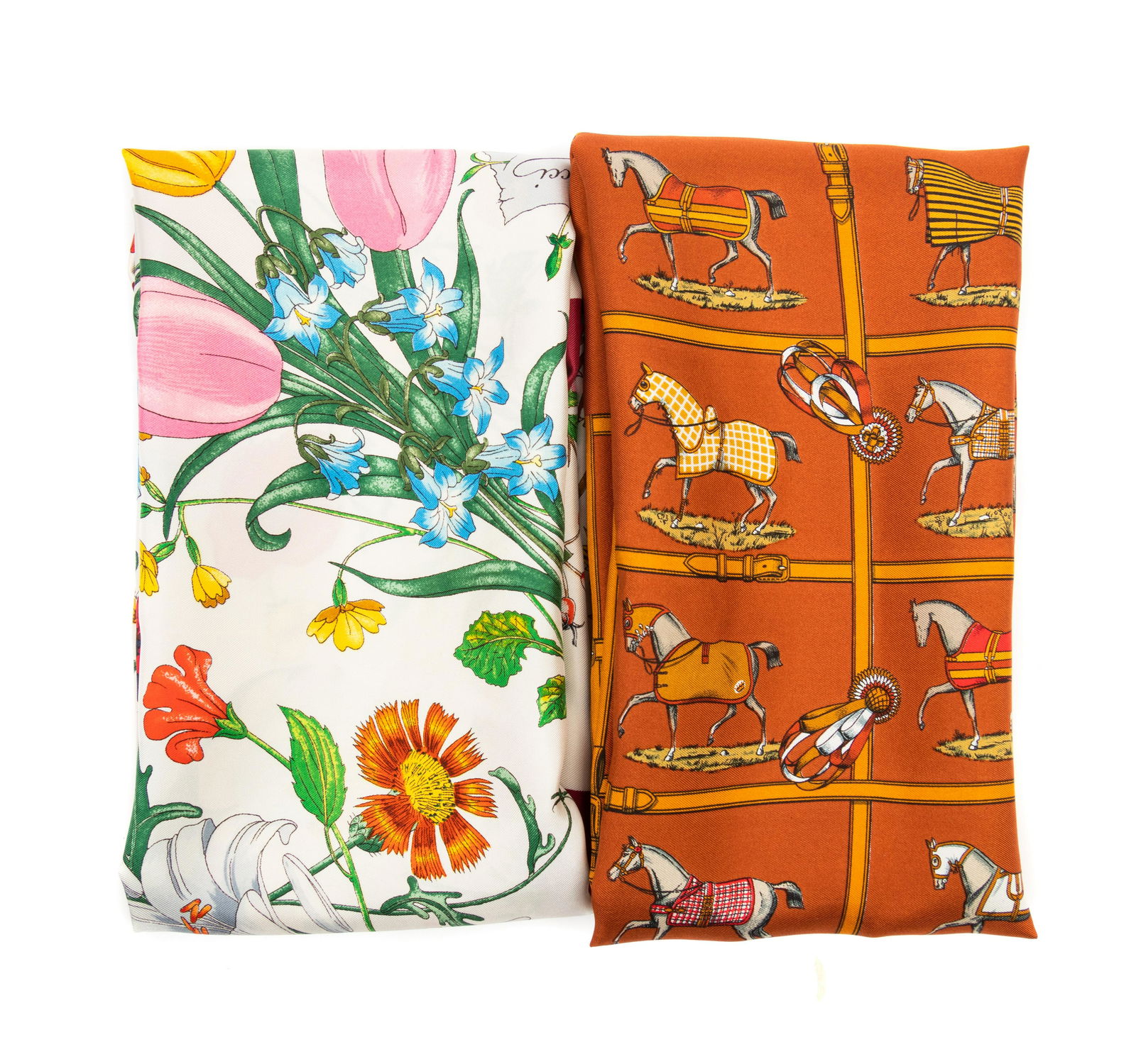 Two Designer Silk Scarves: One Gucci, One Hermes   (1 of 4)