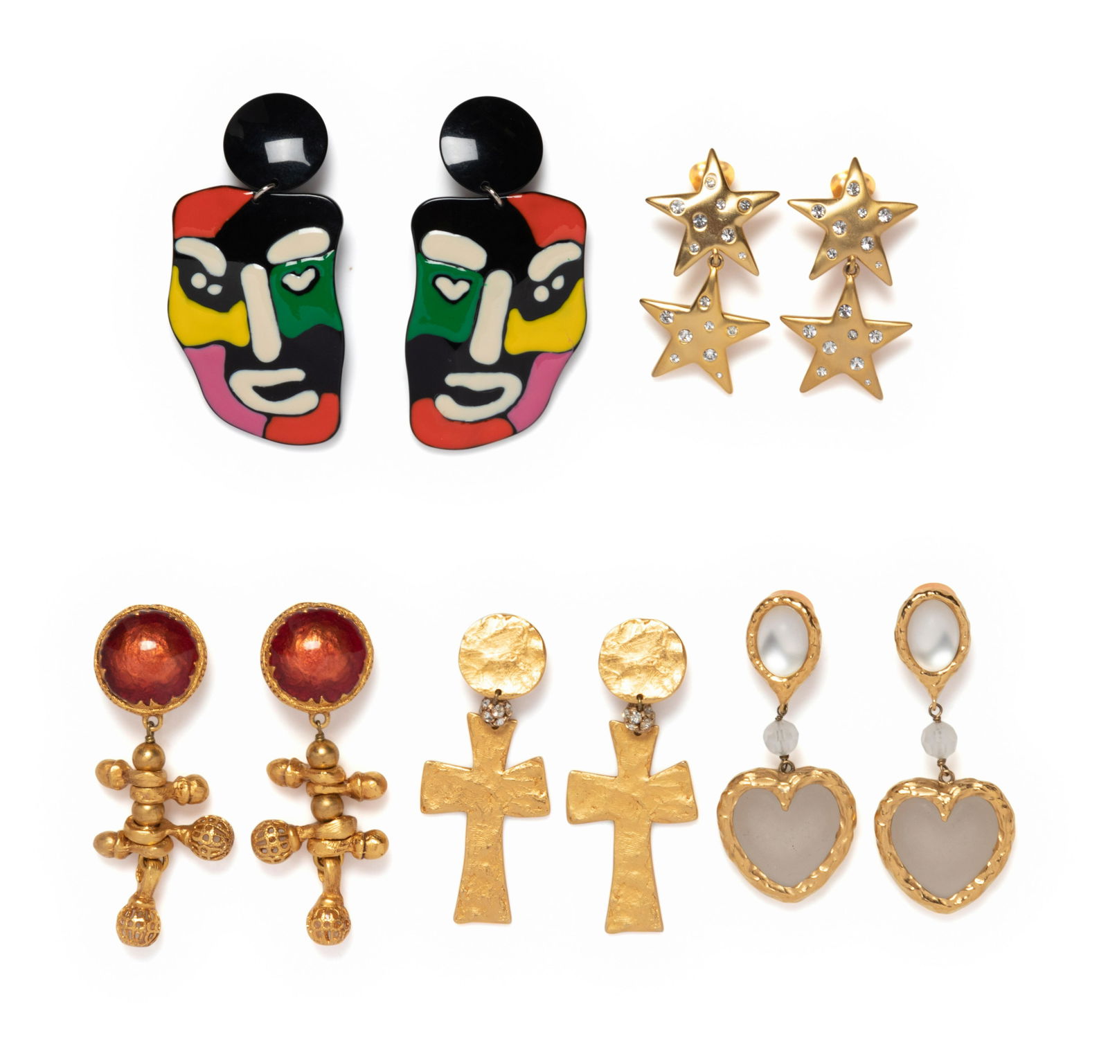 Five Pairs Of Designer Earrings:Two Christian LaCroix, Missoni, Kenneth Jay Lane, Swarovski (1 of 2)