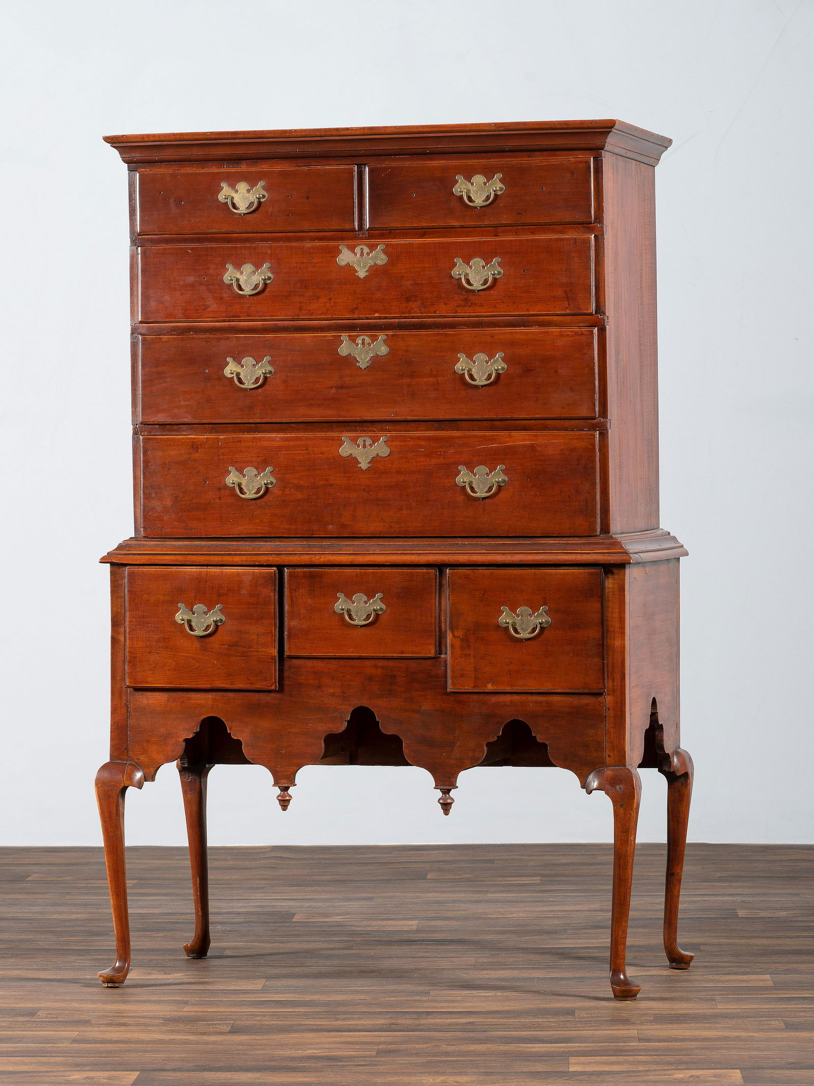 A Queen Anne Stained Cherrywood Flat Top High Chest  (1 of 4)