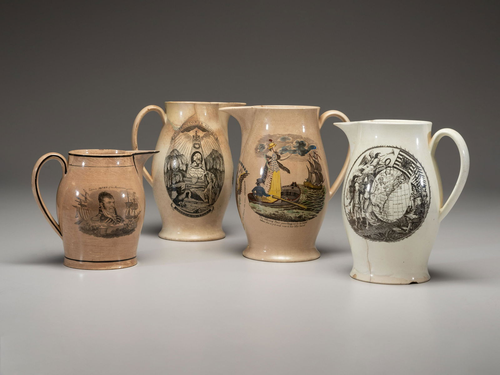 Four Patriotic Creamware Pitchers (1 of 3)