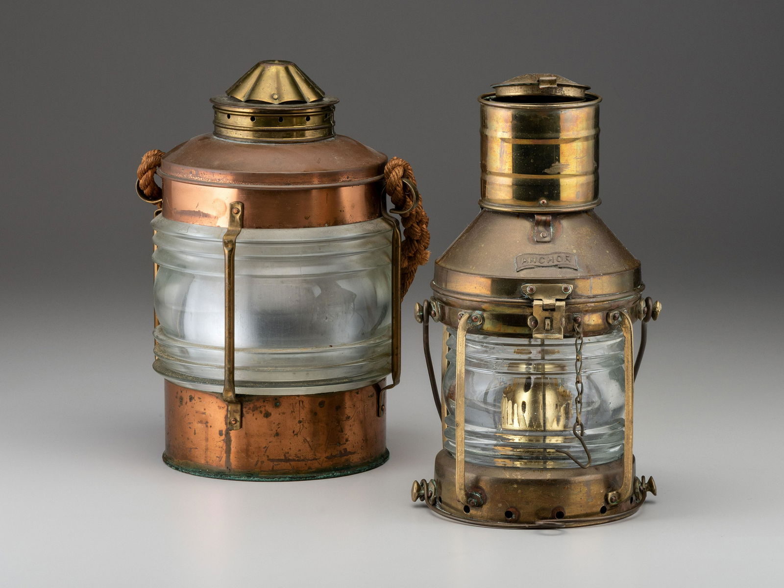 Two Brass and Copper Ship's Lanterns (1 of 1)