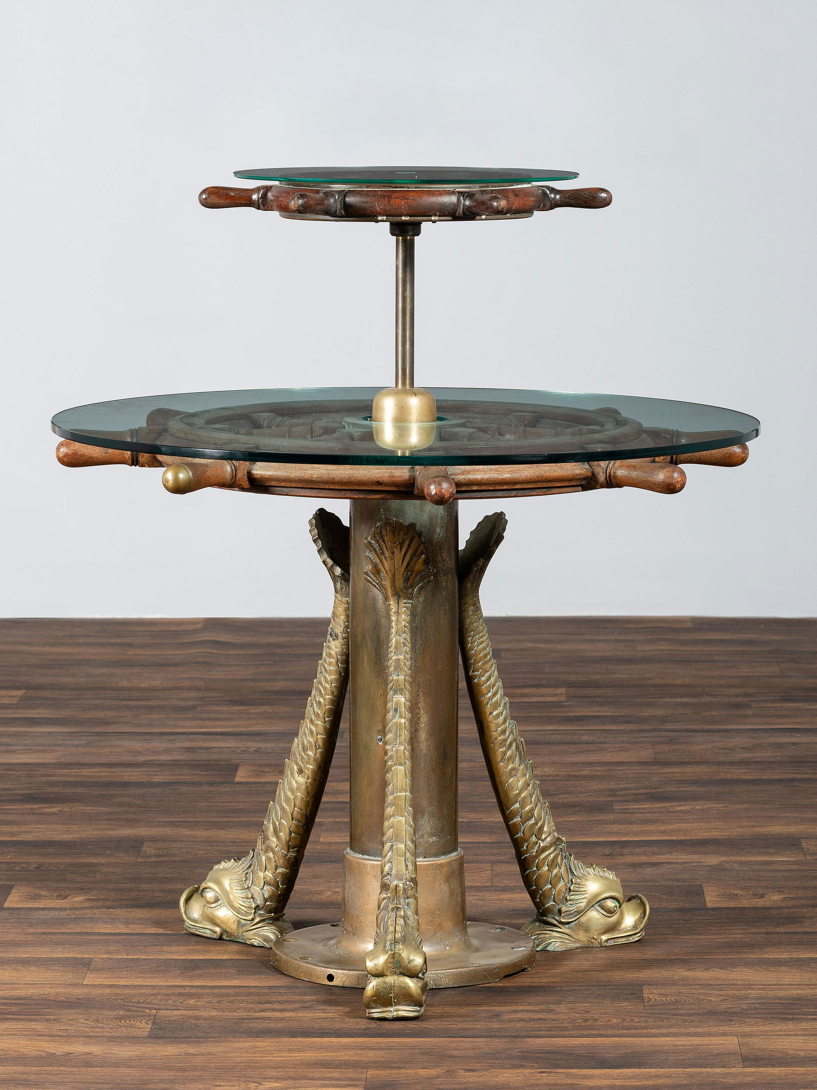 A Two-Tier Dumbwaiter Made of Ship's Wheels (1 of 4)