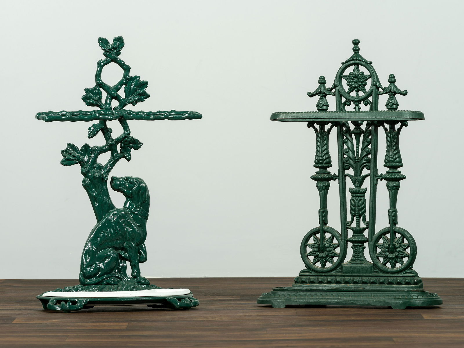 Two Green Painted Cast-Iron Umbrella Stands (1 of 2)