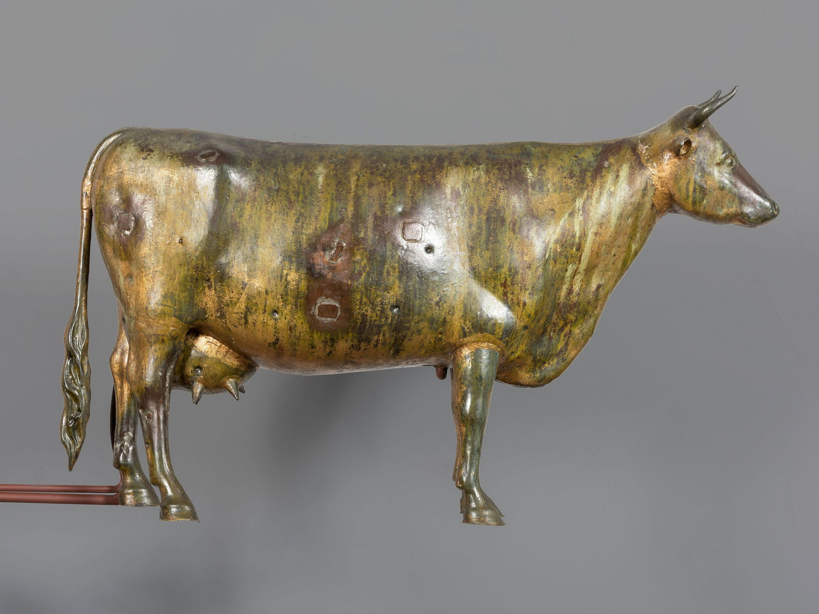 A Molded and Parcel Gilt Copper and Zinc Steer Weathervane (1 of 2)