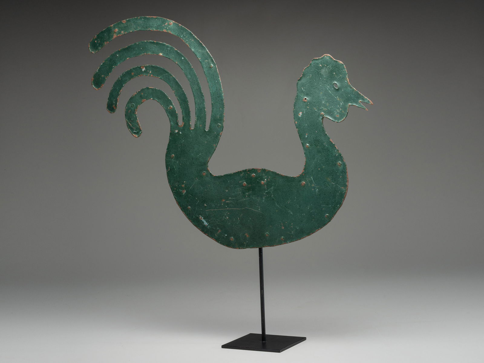 A Cut and Painted Sheet Metal Rooster Weathervane (1 of 2)