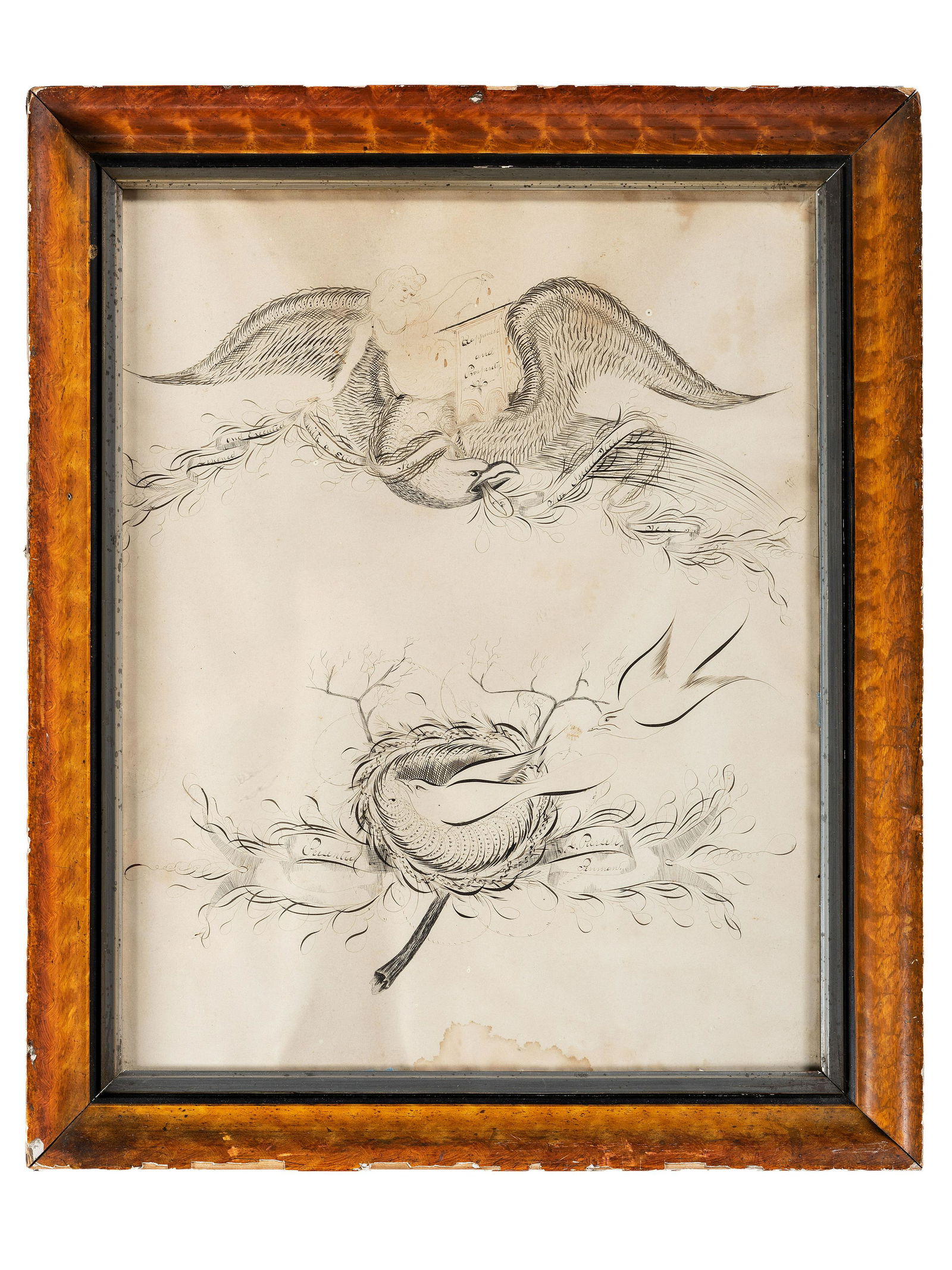 A Calligraphy Penmanship Picture with an Eagle and a Dove  (1 of 3)