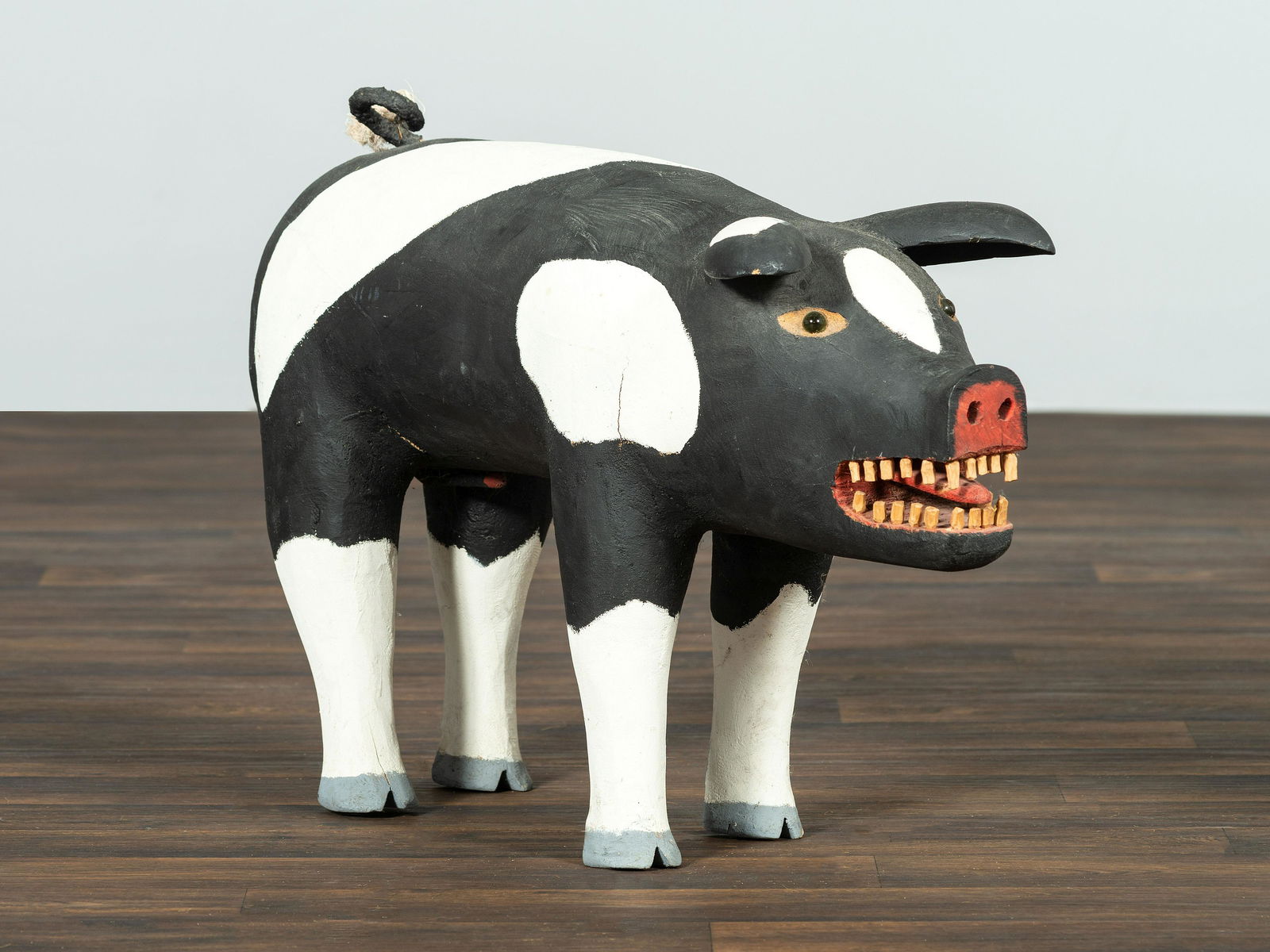 Leroy Archuleta (American, born 1949): Leroy Archuleta (American, born 1949) Pig, 1987 painted wood signed and dated to underside Height 22 1/4 x width 32 1/2 x depth 9 inches. Property from a Private St. Louis Collection Provenance: Purch
