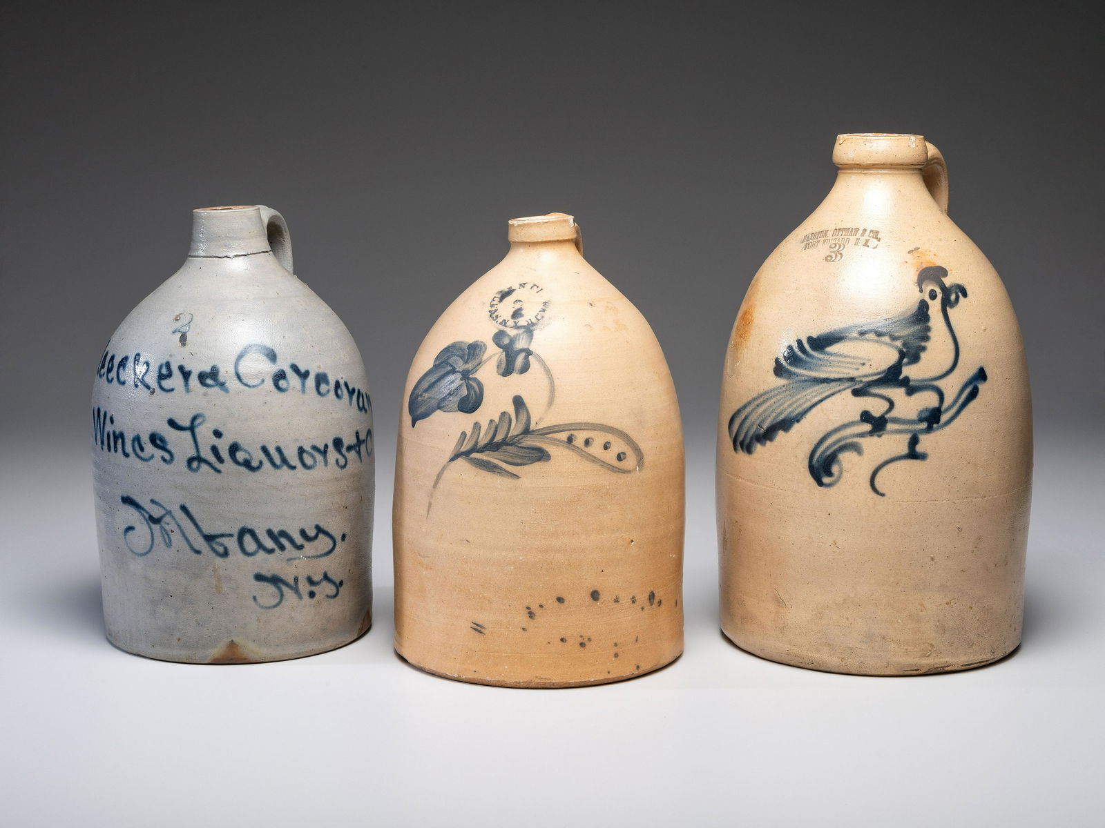 Three Cobalt Decorated Stoneware Jugs (1 of 11)