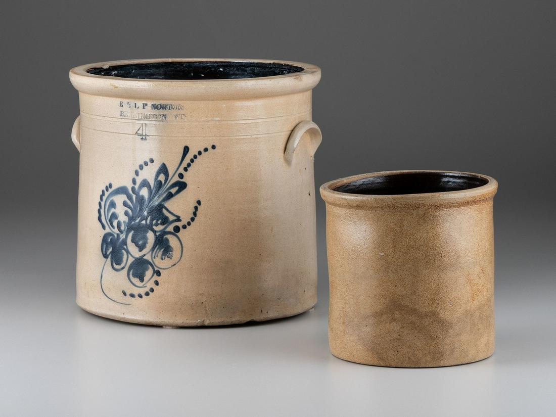 An E. and L.P. Norton Cobalt Decorated Four-Gallon Stoneware Crock  (1 of 3)