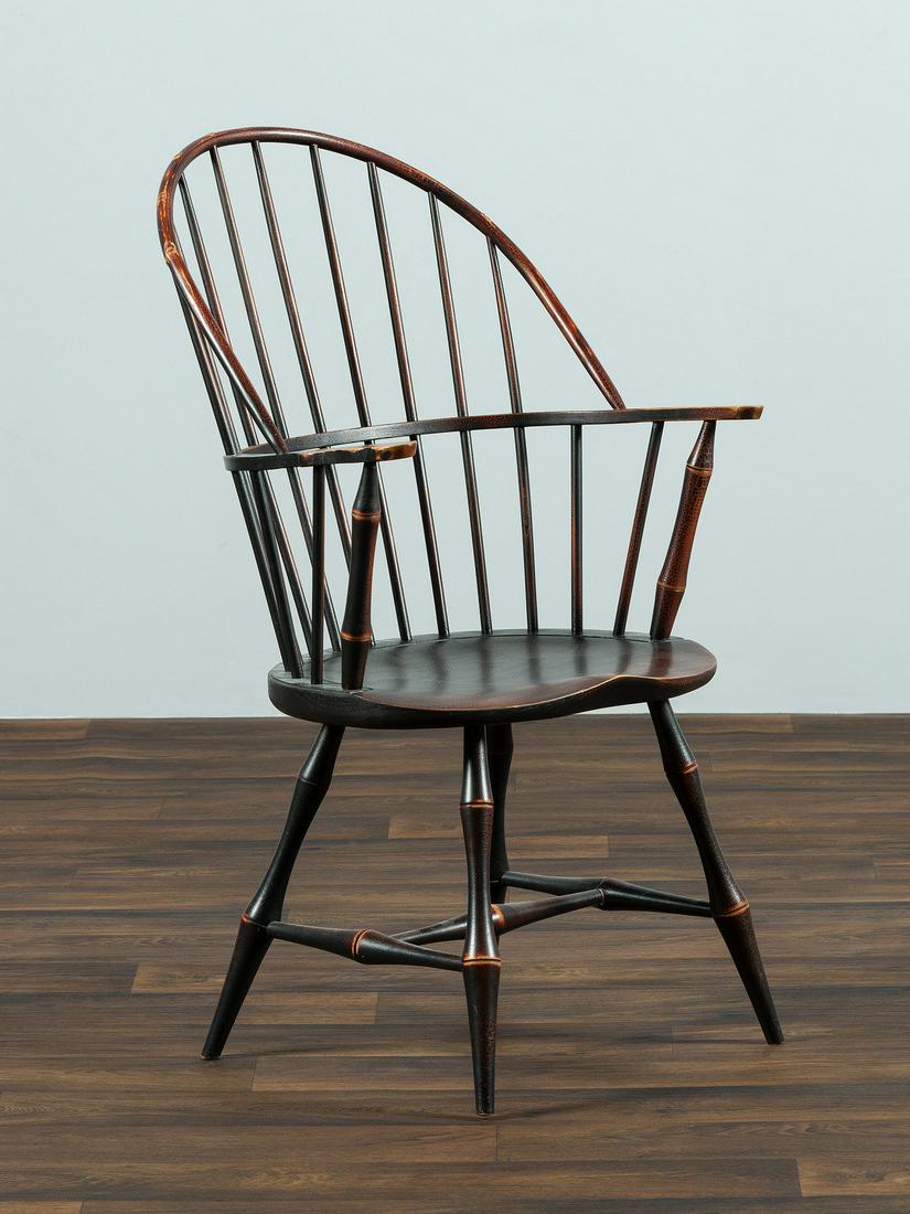 A David T. Smith Black Painted Sack-Back Windsor Armchair  (1 of 4)
