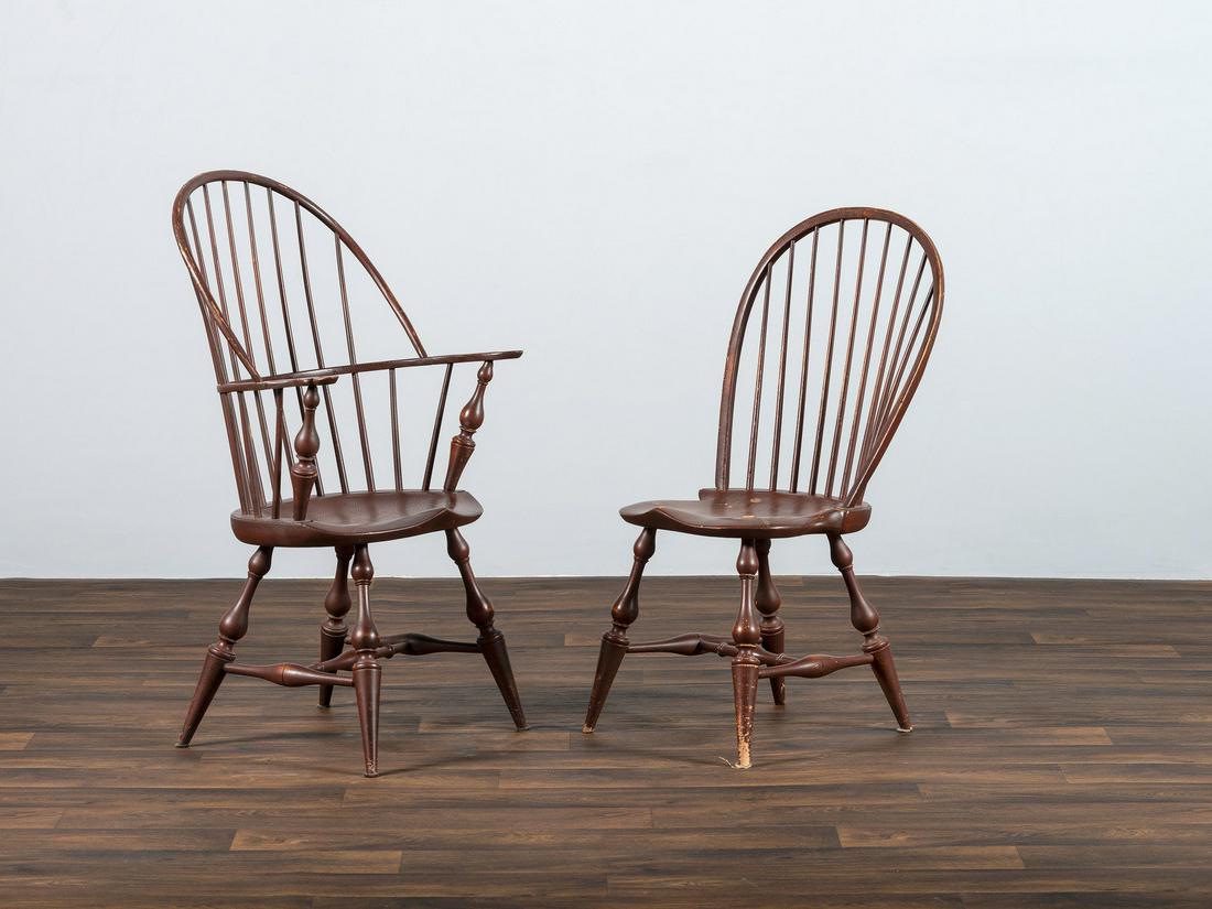 Two D.R. Dimes Brown-Painted Windsor Chairs (1 of 5)