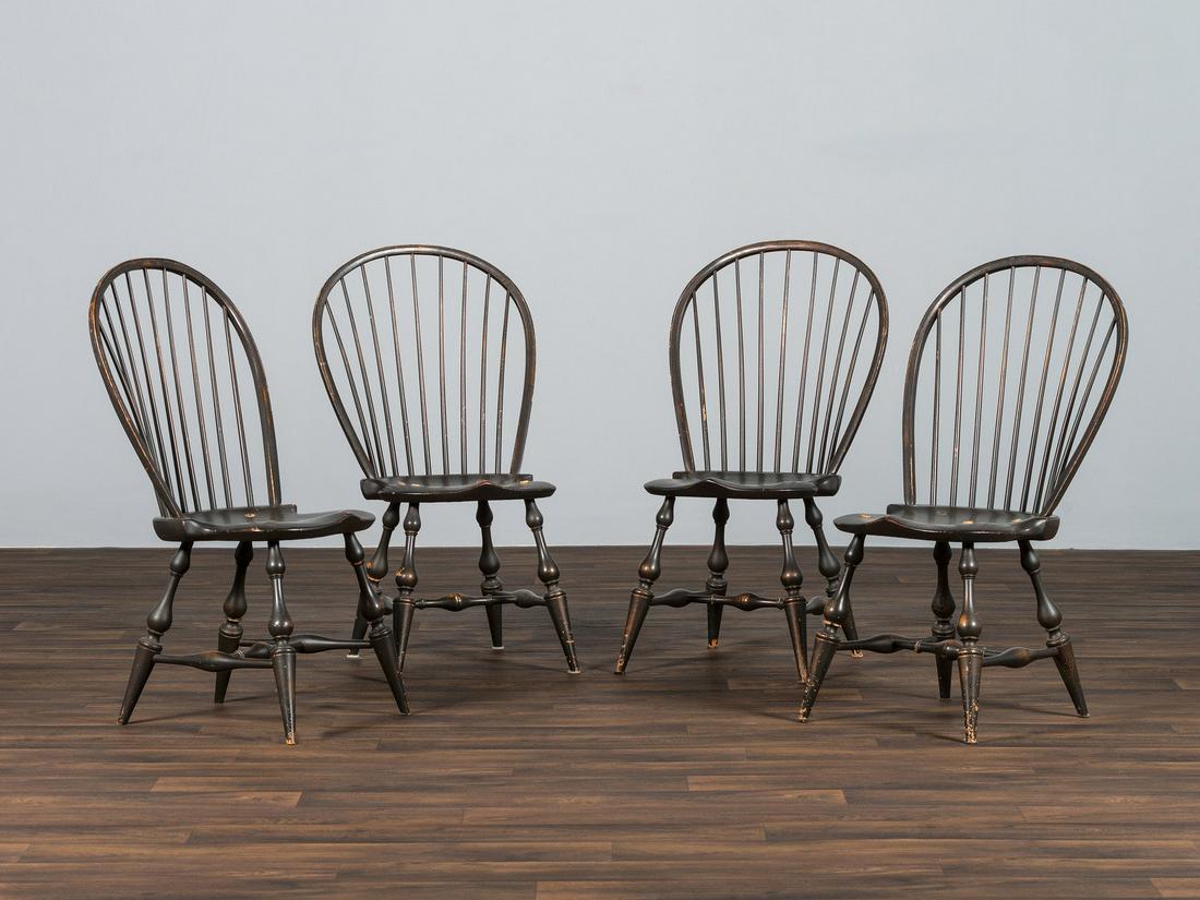 A Set of Four D.R. Dimes Black-Painted Hoop-Back Compass-Seat Windsor Chairs (1 of 4)