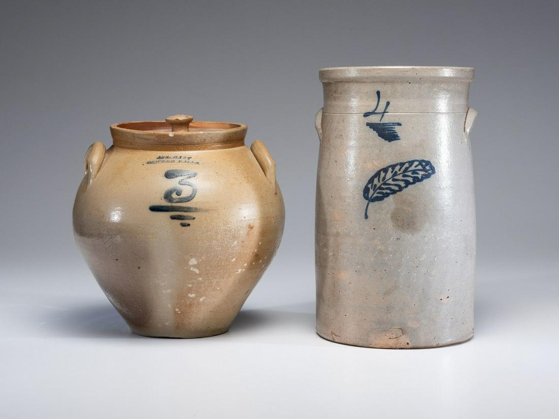 Two Cobalt Decorated Stoneware Vessels (1 of 6)