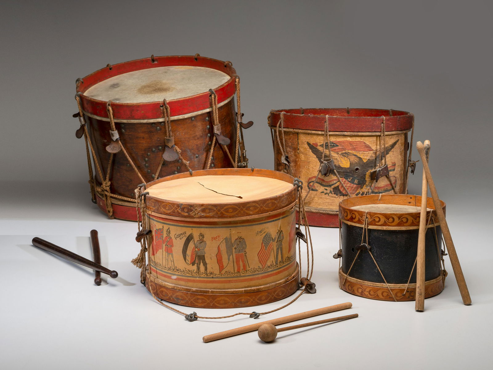 Four Paper and Paint Decorated Drums (1 of 4)