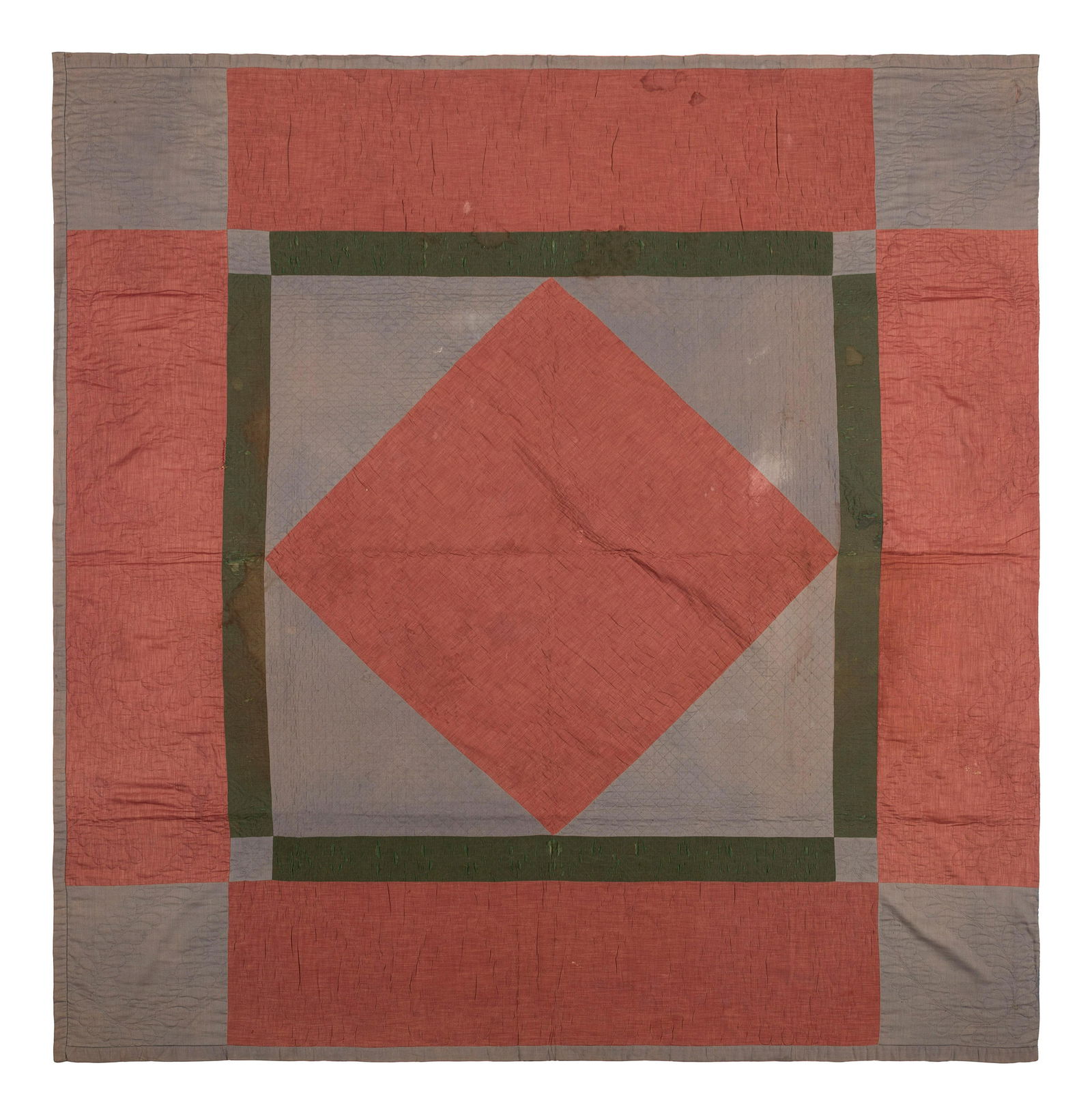 An Amish Diamond in the Square Pieced Wool Quilt (1 of 3)