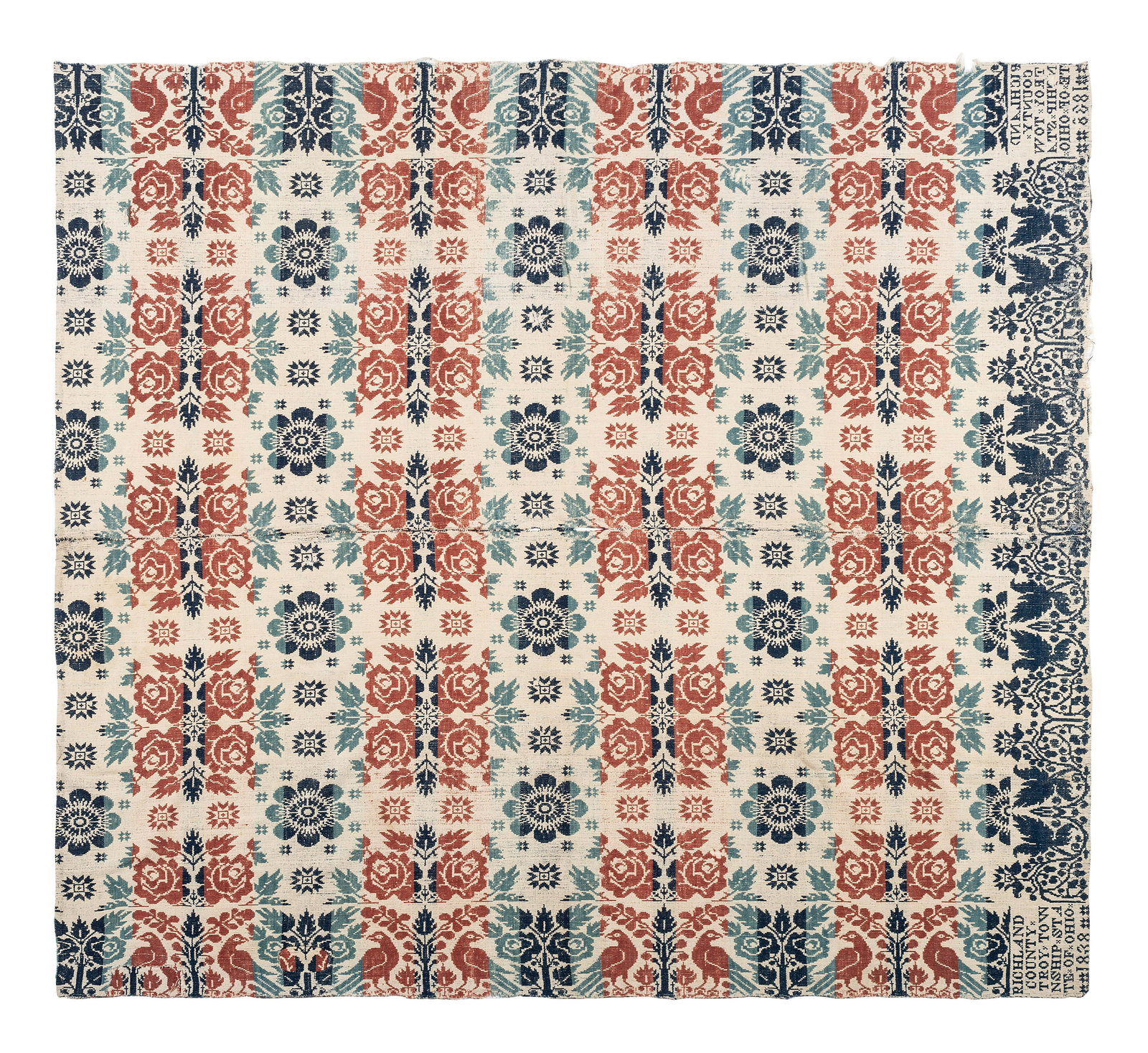 Three Jacquard Woven Cotton Coverlets (1 of 9)