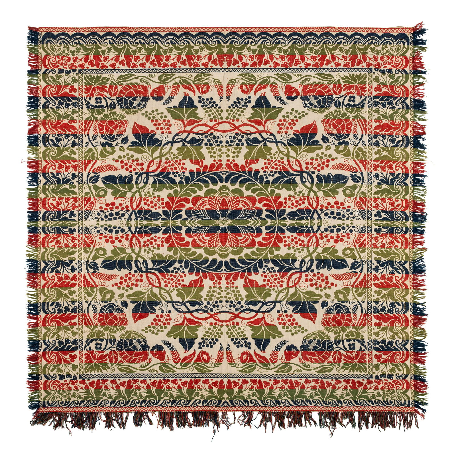 Three Jacquard Woven Coverlets  (1 of 9)