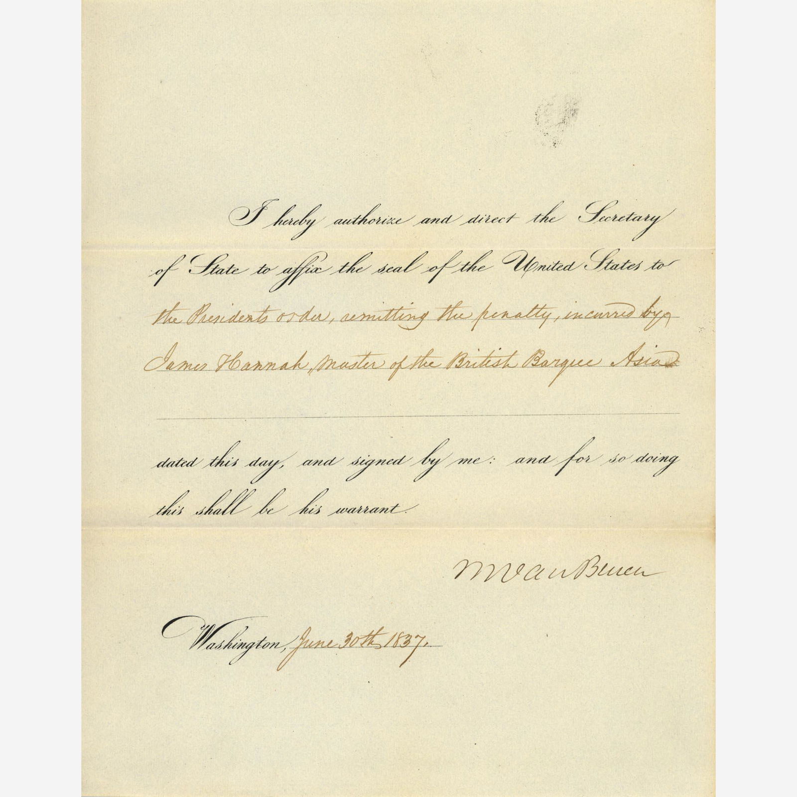 [Presidential] Van Buren, Martin, and John Tyler and Millard Fillmore Group of 3 Signed Documents (1 of 6)