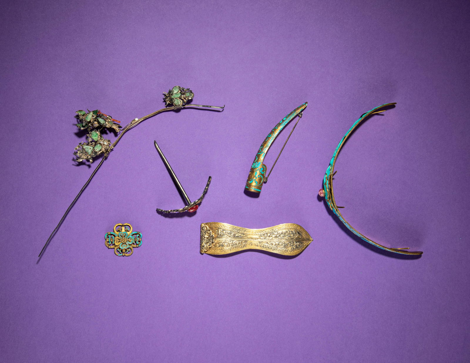 Six Kingfisher Feather Decorated and Embellished Accessories (1 of 3)