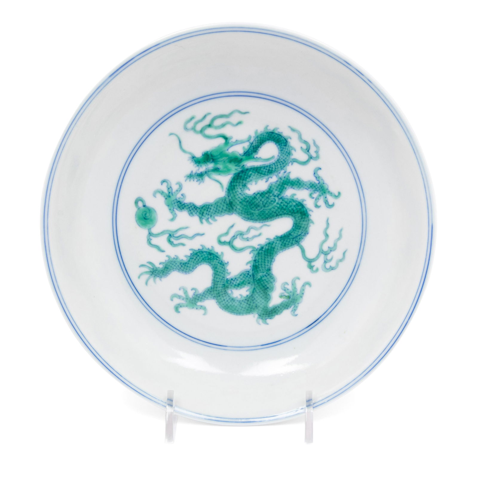 A Green Enameled Porcelain 'Dragon' Plate (1 of 4)