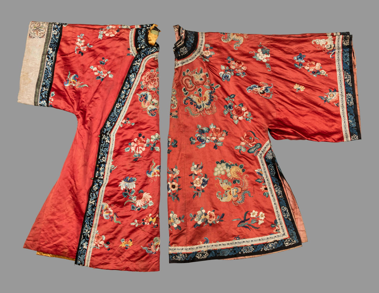 Two Red Ground Embroidered Silk Lady's Robes (1 of 4)