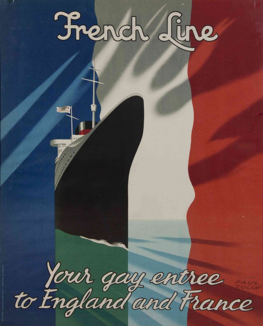 After Paul Colin, (French, 1892-1986), French Line: After Paul Colin (French, 1892-1986) French Line, 1949 color poster 29 3/4 x 23 3/4 inches.