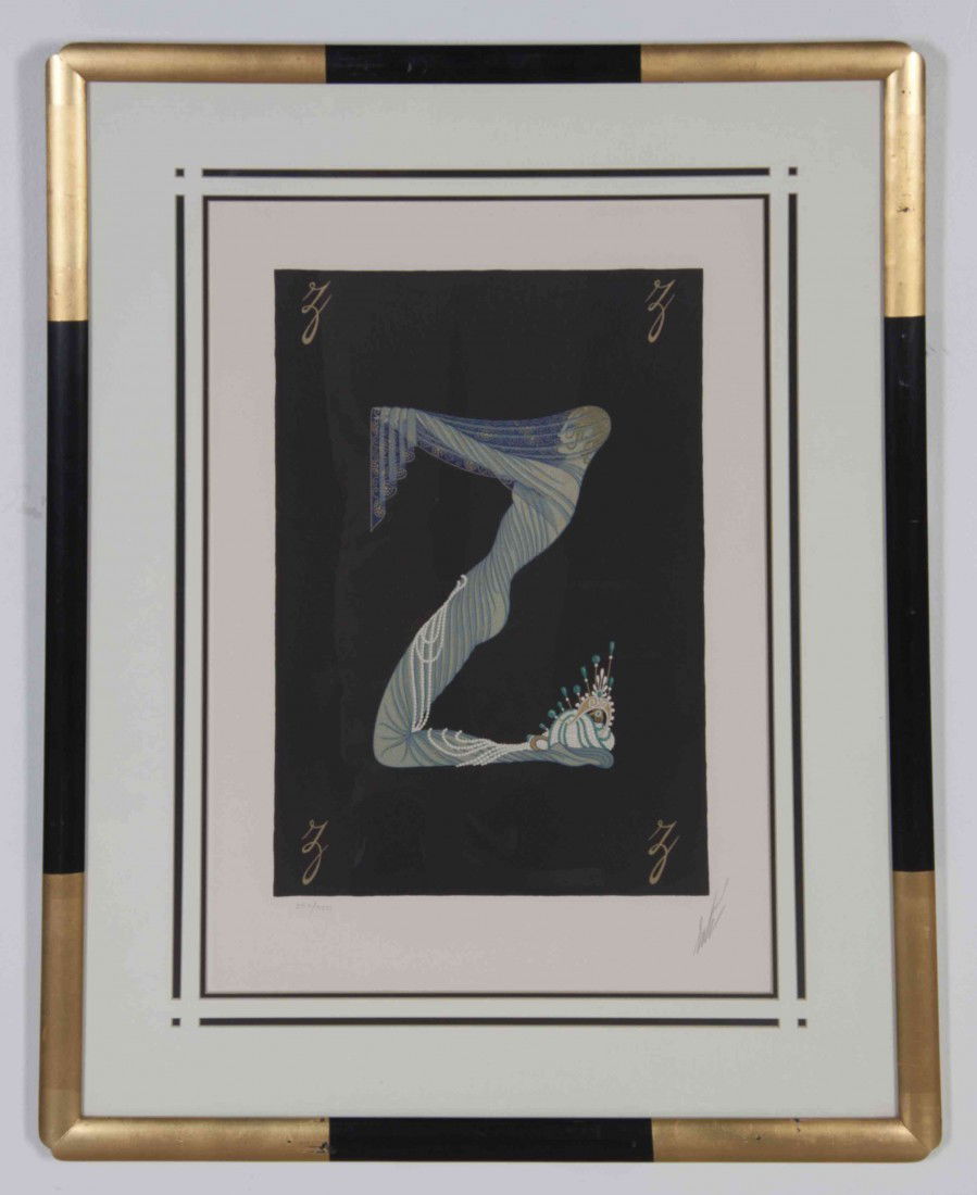 Erte, (French, 1892-1990), Letter Z (from the Alph: Erte (French, 1892-1990) Letter Z (from the Alphabet Series) lithograph edition 253/300, signed Erte (lower right) 15 1/2 x 10 1/2 inches.