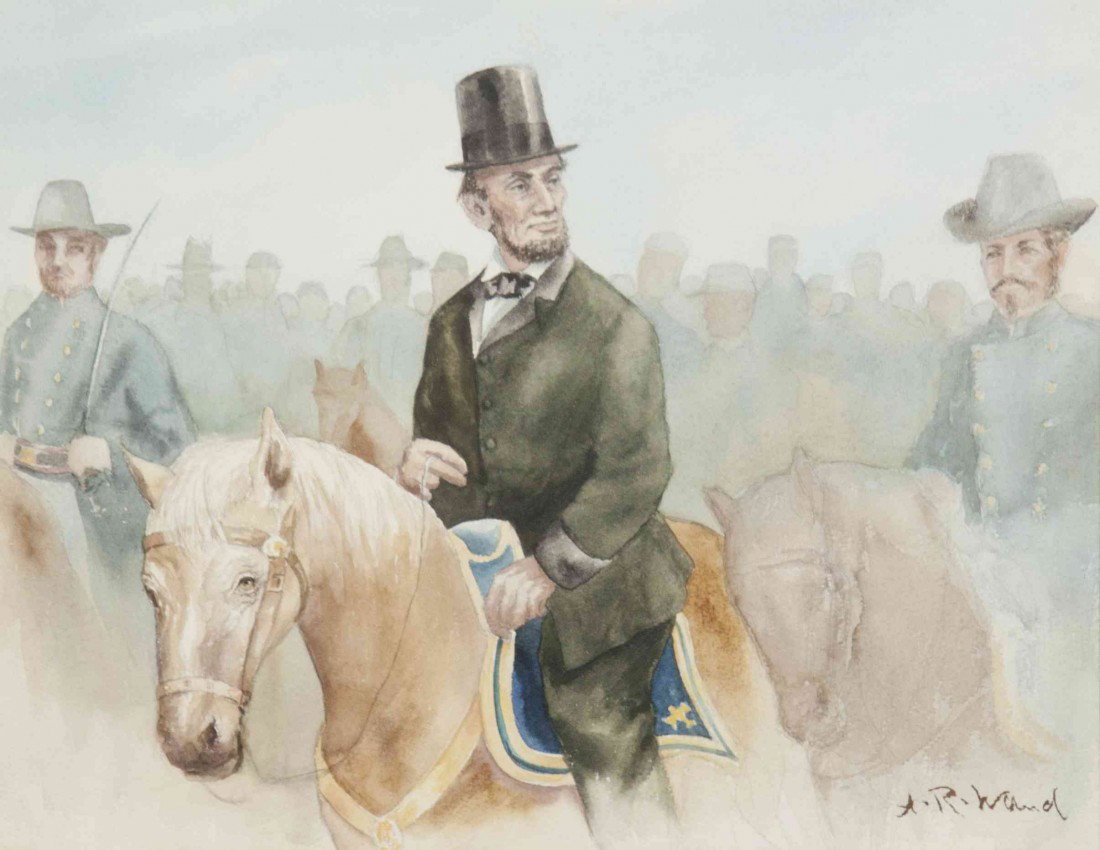 Alfred Rudolf Waud, (American, 1828-1891), Abraham: Alfred Rudolf Waud (American, 1828-1891) Abraham Lincoln watercolor signed A. R. Waud (lower right) 15 3/4 x 19 3/4 inches.