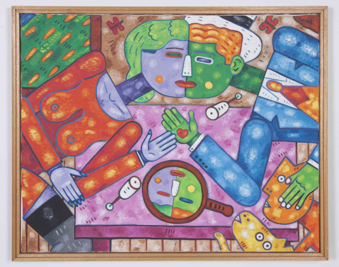 Bob Novak, (20th century), Outside the Autumn Leav: Bob Novak (20th century) Outside the Autumn Leaves are Falling. If I Could Hold Them Back, I Could Still See Her acrylic on canvas signed Novak (upper right) 24 x 30 inches. Property