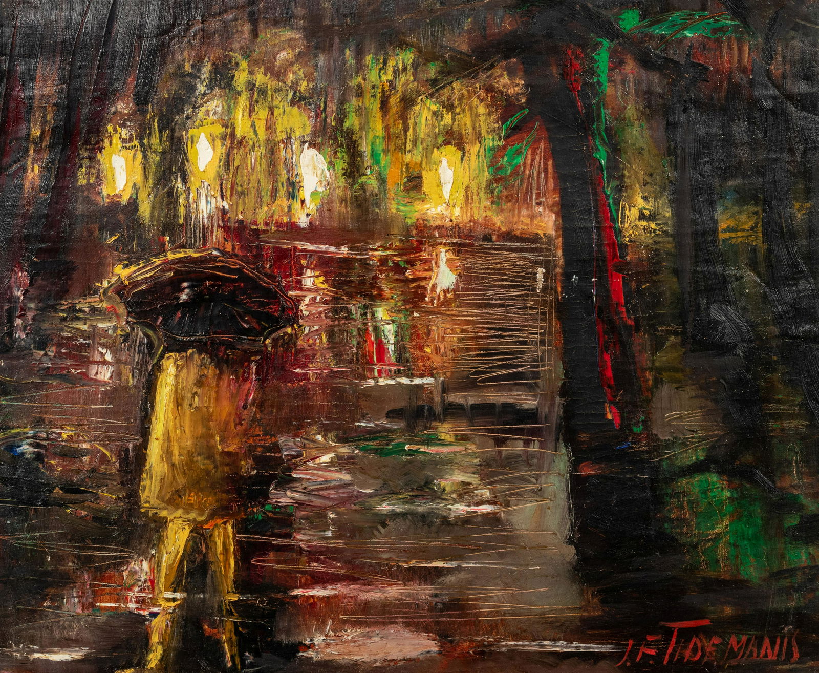 Janis Ferdinands Tidemanis  (Latvian, 1897-1964) Rainy Stroll in Geneva (1 of 5)