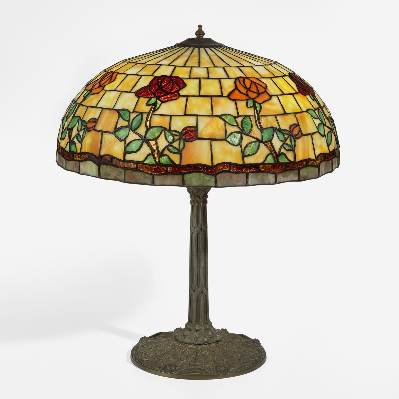 American School "Roses" Leaded Glass Table Lamp, USA, circa 1915 (1 of 3)