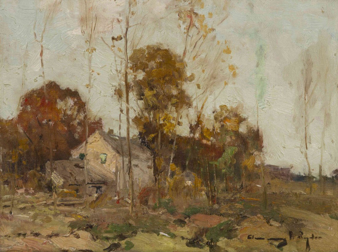Chauncey Foster Ryder, (American, 1868-1949), The : Chauncey Foster Ryder (American, 1868-1949) The Cottage oil on canvas signed Chauncey F. Ryder (lower right) 12 x 16 inches. Property from the Collection of Barnabus F. Sears, Chicago
