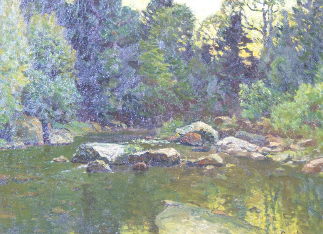 John Joseph Enneking, (American, 1841-1916), The T: John Joseph Enneking (American, 1841-1916) The Trout Brook, 1905 oil on canvas signed Enneking and dated (lower right) 18 x 24 inches.