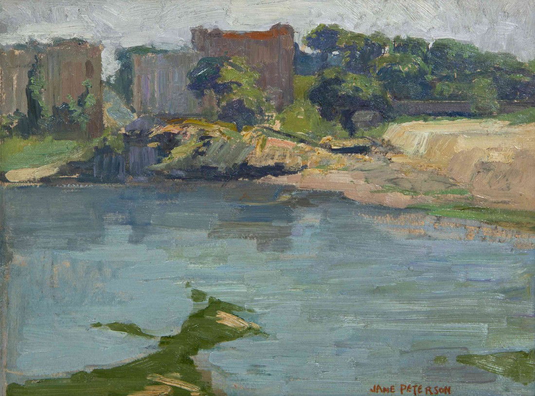 Jane Peterson, (American, 1876-1965), Woodland Ref: Jane Peterson (American, 1876-1965) Woodland Reflections on the Lake oil on board signed Jane Peterson (lower right) 12 x 16 inches.