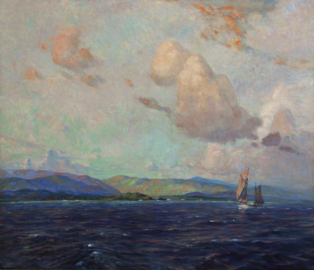 Frank Vining Smith, (American, 1879-1967)á, Calm W: Frank Vining Smith (American, 1879-1967)á Calm Waters at Dusk oil on canvas signed Frank Vining Smith (lower right) 36 1/4 x 42 1/4 inches. Property from the Estate of H.M. Barbour, C
