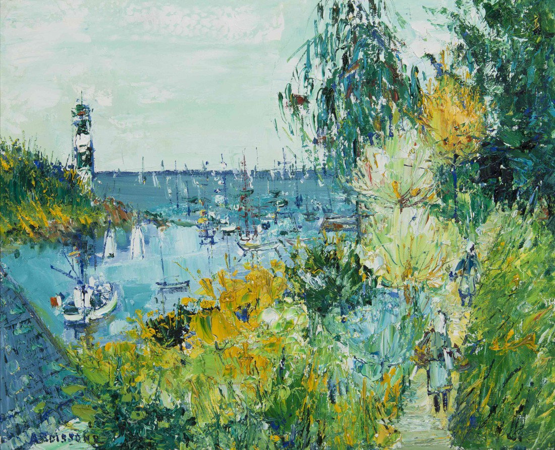 Yolande Ardissone, (French, b. 1927), Harbor Path: Yolande Ardissone (French, b. 1927) Harbor Path oil on canvas signed Ardissone (lower left) 15 x 18 inches.
