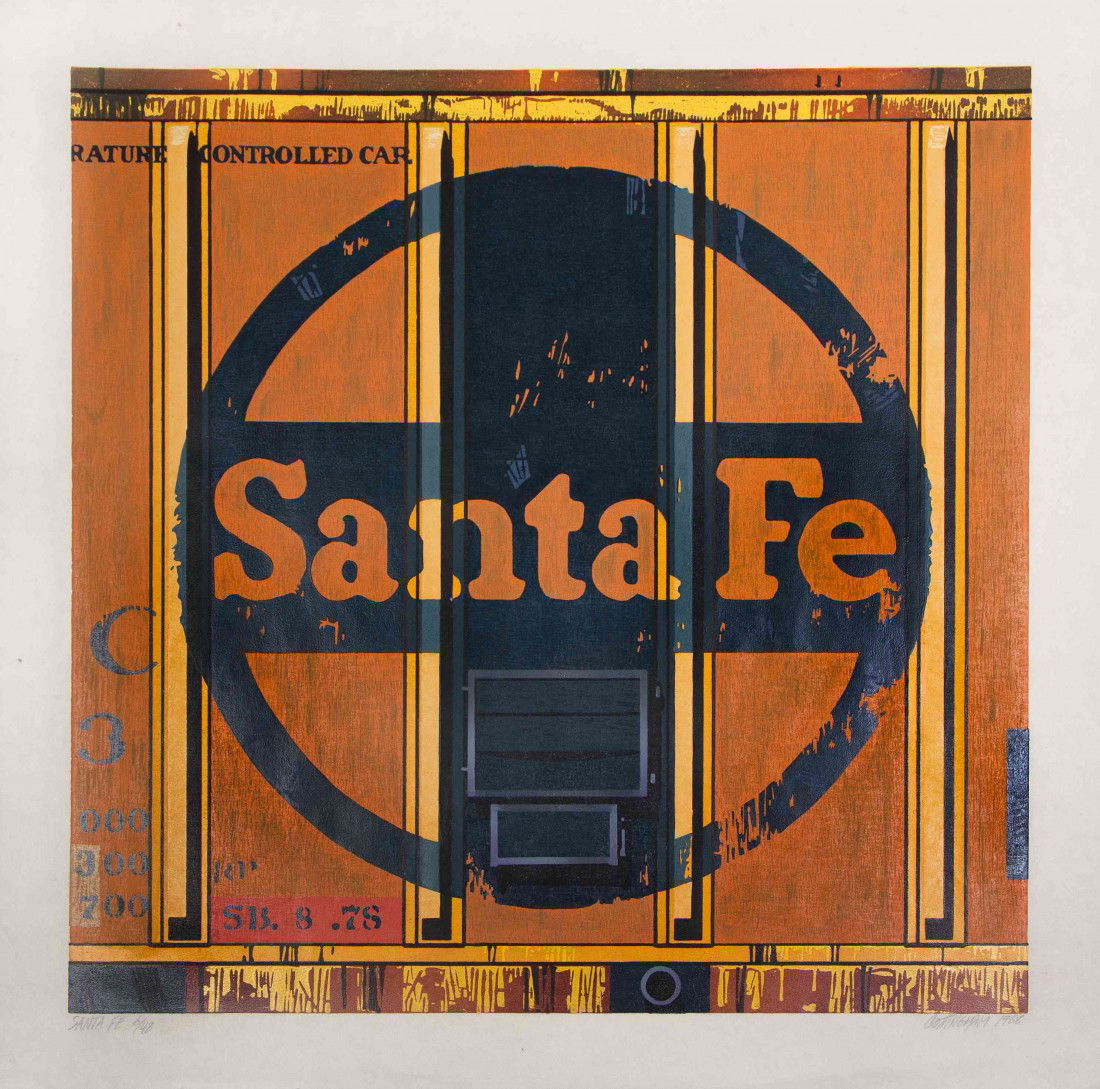Robert Cottingham, (American, b. 1935), Santa Fe,: Robert Cottingham (American, b. 1935) Santa Fe, 1988 silkscreen edition 6/48, signed Cottingham and dated (lower right) 30 1/2 x 30 3/4 inches.