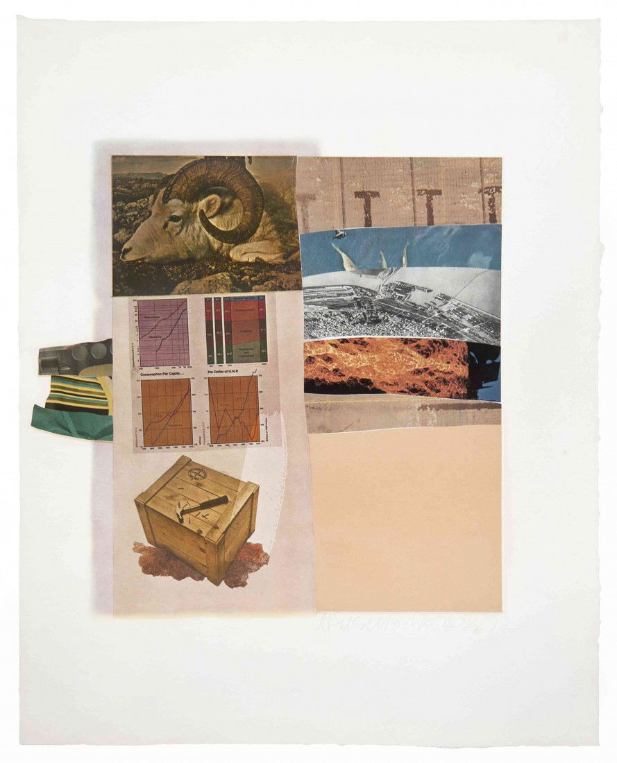 Robert Rauschenberg, (American, 1925-2008), Horse: Robert Rauschenberg (American, 1925-2008) Horsefeathers Thirteen I, 1972 color offset lithograph, screenprint and pochoir with collage and embossing edition 41/76, signed Rauschenberg and dated