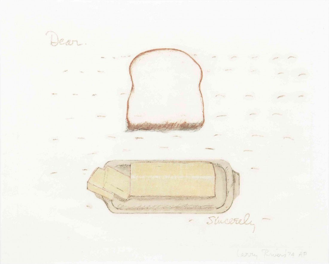 Larry Rivers, (American, 1923-2002), Bread and Bu: Larry Rivers (American, 1923-2002) Bread and Butter, 1974 etching edition AP, signed Larry Rivers and dated (lower right) 11 x 13 1/2 inches.