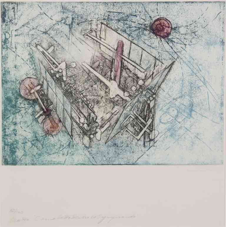 Roberto Matta, (Chilean, 1911-2002), Come detta d: Roberto Matta (Chilean, 1911-2002) Come detta dentro vo significado color etching with aquatint edition 52/145, signed Matta (lower right) and titled (lower left) 10 3/4 x 14 3/4 inches.