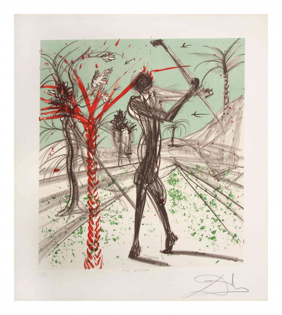 Salvador Dali, (Spanish, 1904-1989), The Golfer: Salvador Dali (Spanish, 1904-1989) The Golfer lithograph edition lv/cl, signed Dali (lower right) 19 x 16 inches.