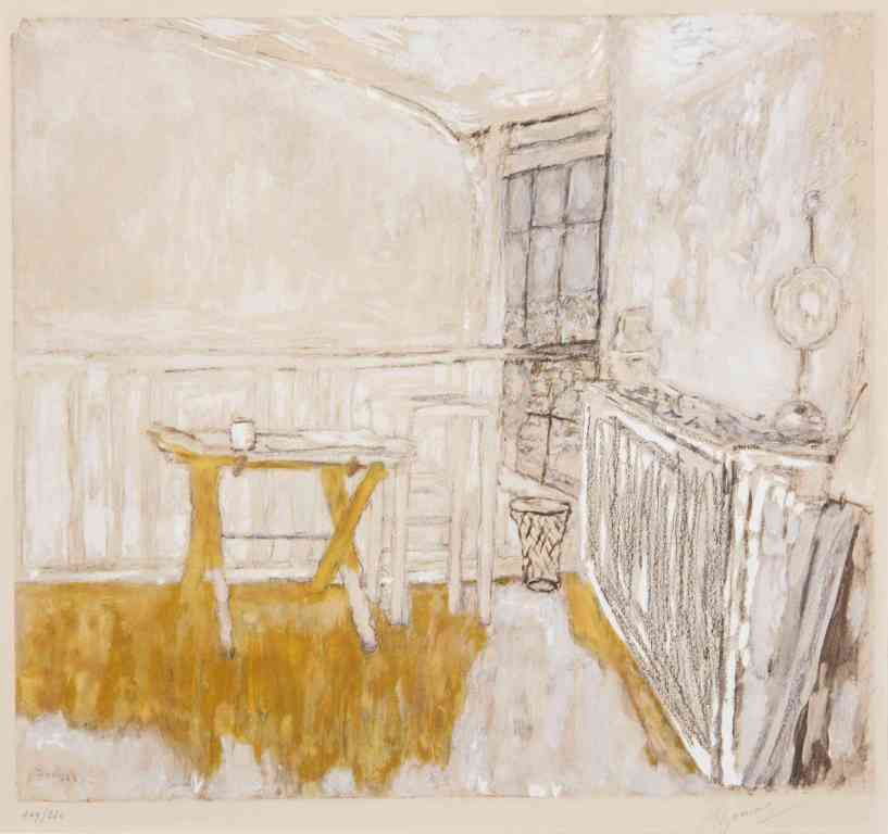 Pierre Bonnard, (French, 1867-1947), Interior Sce: Pierre Bonnard (French, 1867-1947) Interior Scene, circa 1940 color lithograph edition 149/250, signed Bonnard (lower right) 16 3/4 x 18 1/4 inches. Property of a Florida Collector