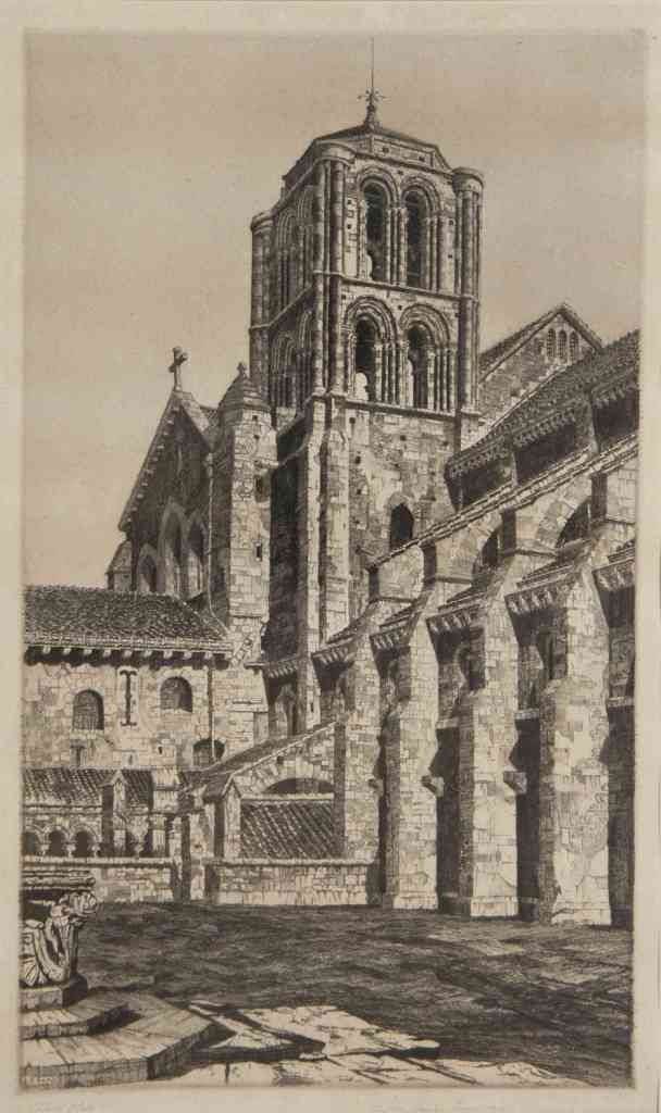 John Taylor Arms, (American, 1887-1953), Basilica: John Taylor Arms (American, 1887-1953) Basilica of The Madeline, Vezelay, 1929 etching, third state signed John Taylor Arms and dated (lower right) 12 3/4 x 7 1/4 inches. Property of