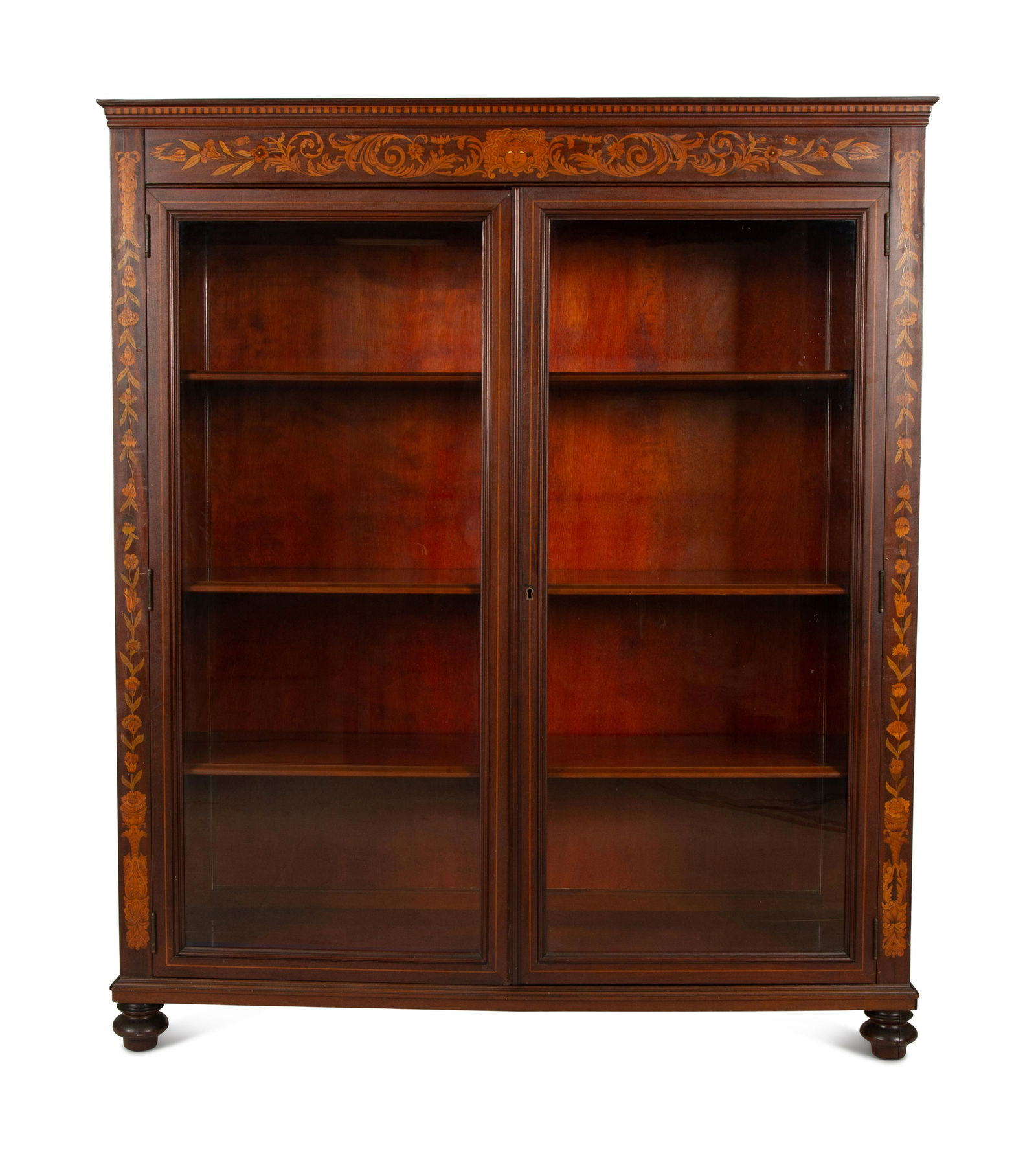 A Continental Marquetry Mahogany Bookcase with Glazed Doors (1 of 5)